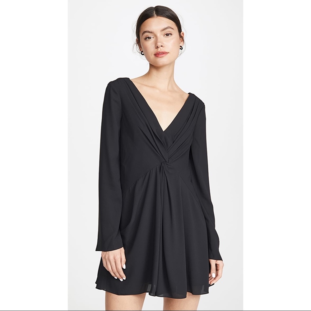 Cinq à Sept Black Cecil Knotted Crepe Mini Dress